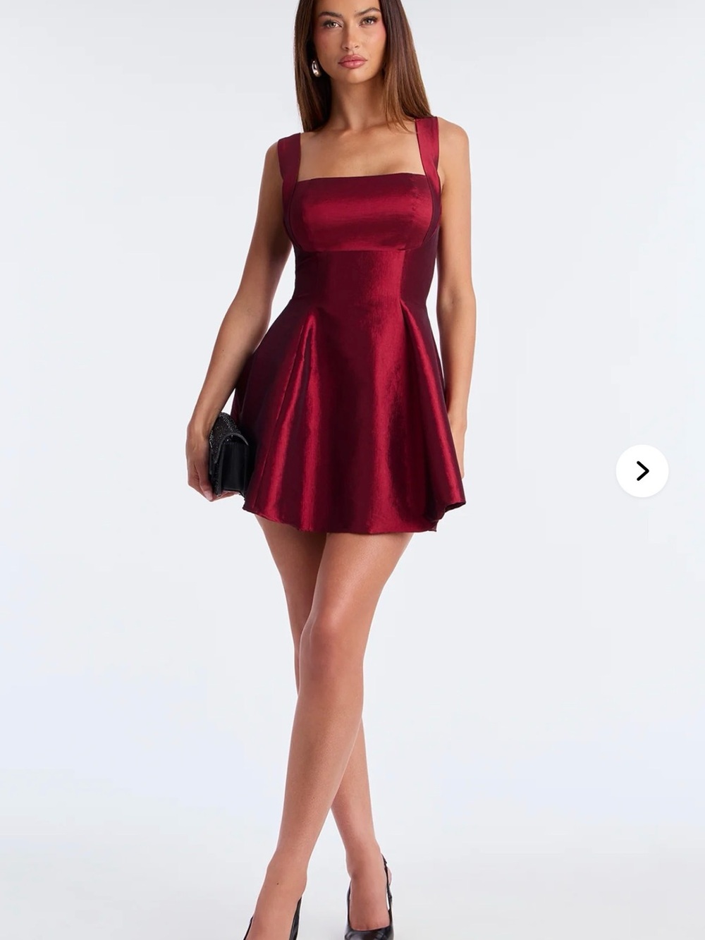 Fashion Nova Burgundy Square-Neck Fit & Flare Mini Dress